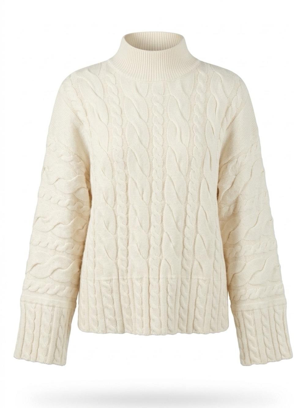 SHEIN Cream Cable Turtleneck Knit Sweater